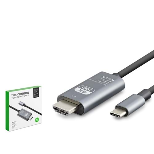 HADRON HDX7853 Type-C to HDMI Görüntü Kablosu 4K 30 Hz 1.8 m Gri