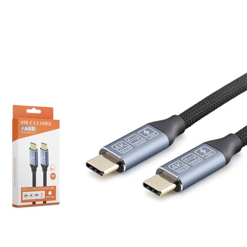 HADRON HDX7882 Type-C USB 3.2 Gen2 20 Gbps 100W 4K 60Hz Şarj ve Data Kablosu 1.5 m Siyah