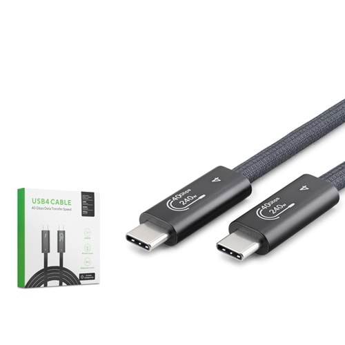 HADRON HDX7888 Type-C USB4 40 Gbps 240W 8K 60 Hz Şarj ve Data Kablosu 2 m Siyah