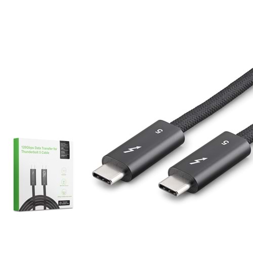 HADRON HDX7891 Type-C Thunderbolt 5 120 Gbps 240W 16K 60 Hz Şarj ve Data Kablosu 1 m Siyah