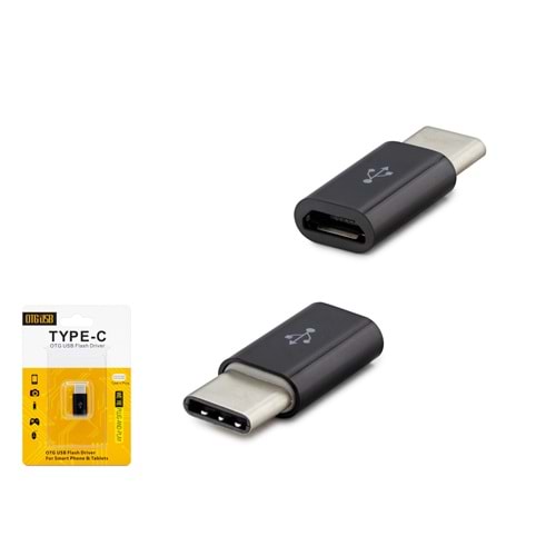 HADRON HN4418 Type-C to Micro USB OTG Dönüştürücü Siyah