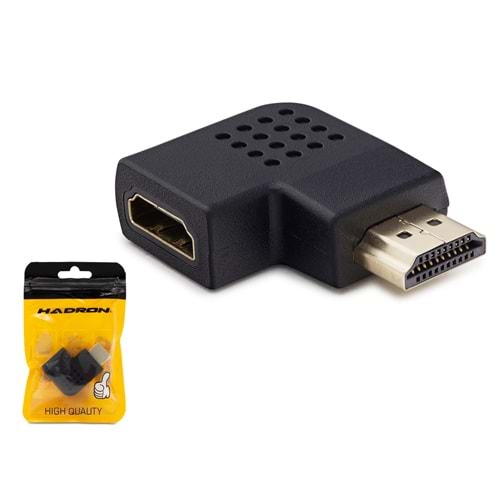HADRON HN4464 HDMI 90° Yatay Açılı Adaptör 1080p Siyah