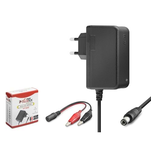 HIGHTEK HT5055 Akü Şarj Adaptörü 6V 1.2A 7.2W Krokodil Uç Siyah