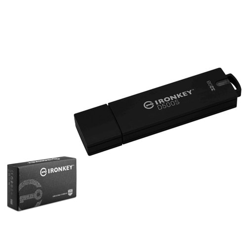 KINGSTON IKD500S 32 GB USB 3.2 Gen 1 IronKey D500S Flash Bellek Siyah