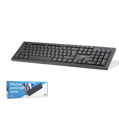 AOC KB130B Standart Klavye Sessiz Tuşlu Siyah