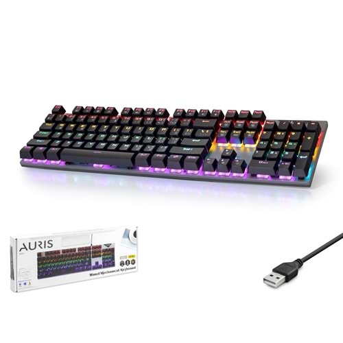 AURIS KG10 Mekanik Gaming Klavye Outemu Blue Switch RGB 104 Tuş Siyah