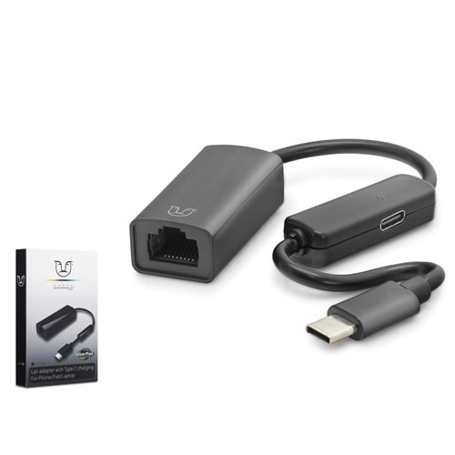 NONAP L118 Type C USB 2.0 Ethernet Adaptör 10/100 Mbps PD Güç Destekli Siyah