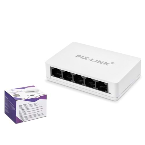 PIXLINK GS05 Gigabit Ethernet Switch 5 Port Beyaz