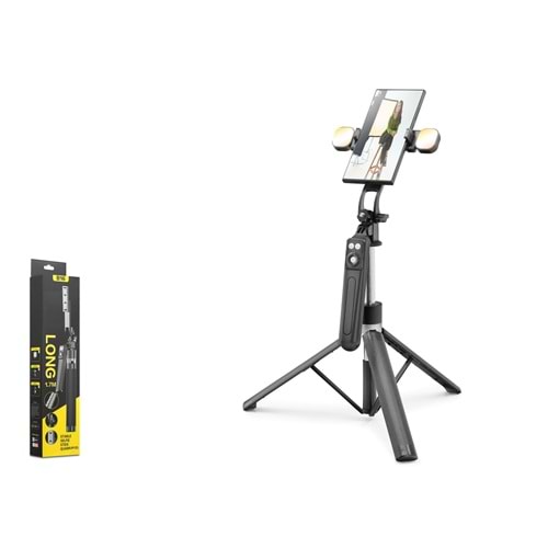 NODAR ND1030 Quadrupod Telefon Standı ve Selfie Çubuğu Çift LED Bluetooth Kumandalı 170 cm Siyah