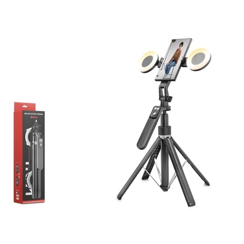 NODAR ND1032 Quadrupod Telefon Standı ve Selfie Çubuğu Çift LED Bluetooth Kumandalı 180 cm Siyah