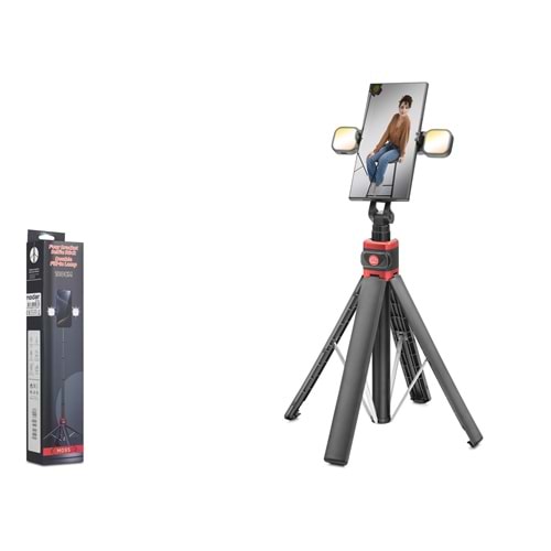 NODAR ND1036 Quadrupod Telefon Standı ve Selfie Çubuğu Çift LED Bluetooth Kumandalı 180 cm Siyah