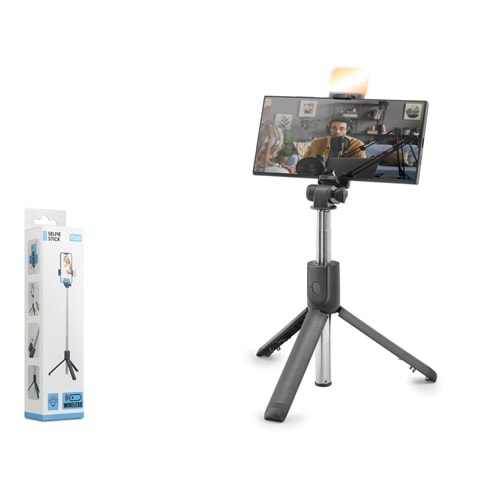 NODAR ND1038 Telefon Tripodu ve Selfie Çubuğu LED Bluetooth Kumandalı 69 cm Siyah
