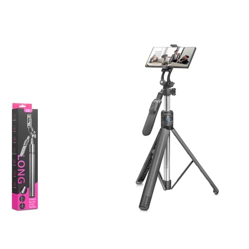 NODAR ND1050 Telefon Tripodu ve Selfie Çubuğu Bluetooth Kumandalı 201 cm Siyah
