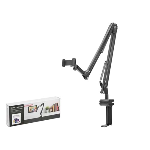CANTILVER ND1051 Yay Destekli Akrobat Kollu Masa Kenarı Telefon ve Tablet Standı Siyah