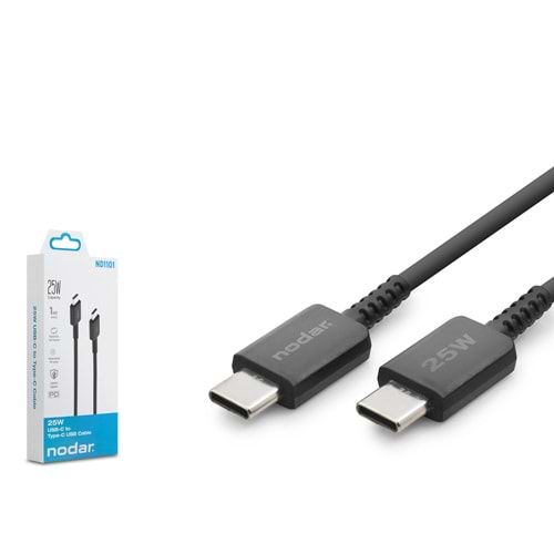 NODAR ND1101 Type-C Şarj ve Data Kablosu 25W 1 m PVC Siyah