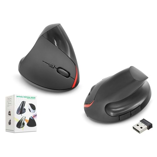 NODAR ND1212 Ergonomik Dikey Kablosuz Mouse 2.4 GHz 1600 DPI Siyah
