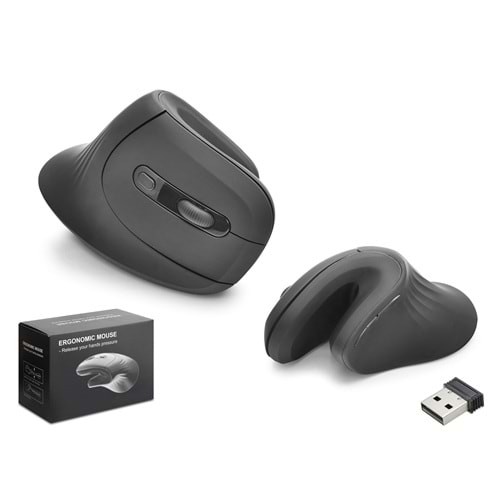 NODAR ND1213 Dual Mode Ergonomik Dikey Mouse 2.4 GHz Bluetooth 3200 DPI 6 Tuş Siyah