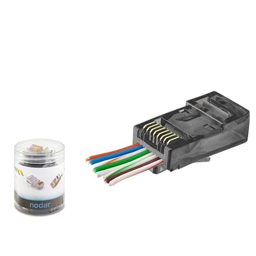 NODAR ND2402 CAT6 EZ RJ45 Konnektör 100 Adetli Kutu Siyah