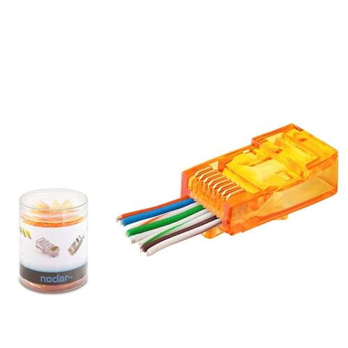 NODAR ND2405 CAT6 EZ RJ45 Konnektör 100 Adetli Kutu Turuncu