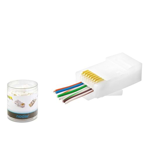 NODAR ND2406 CAT6 EZ RJ45 Konnektör 100 Adetli Kutu Beyaz