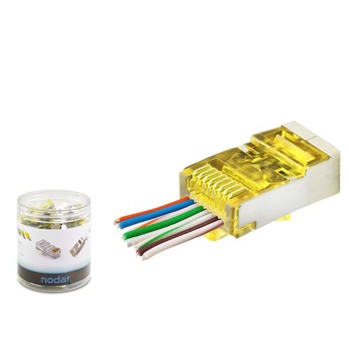 NODAR ND2416 CAT6E EZ RJ45 Metal Konnektör 100 Adetli Kutu Sarı