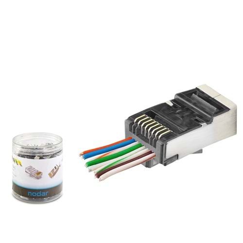NODAR ND2418 CAT6E EZ RJ45 Metal Konnektör 100 Adetli Kutu Siyah