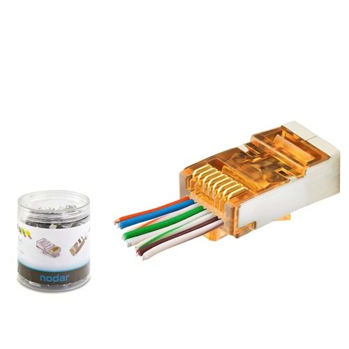 NODAR ND2421 CAT6E EZ RJ45 Metal Konnektör 100 Adetli Kutu Turuncu