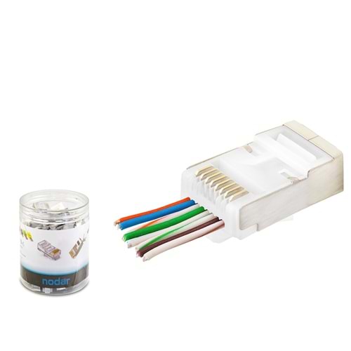 NODAR ND2422 CAT6E EZ RJ45 Metal Konnektör 100 Adetli Kutu Beyaz