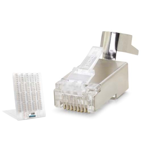 NODAR ND2424 CAT7 EZ RJ45 Metal C Kalite Konnektör 100 Adetli Kutu Şeffaf