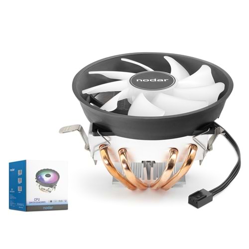 NODAR ND2600 CPU Hava Soğutucusu Combo Tek Fanlı 120 mm Siyah Beyaz