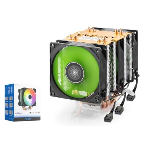 NODAR ND2603 CPU Kule Tipi İşlemci Soğutucu Üç Fanlı 90 mm Siyah