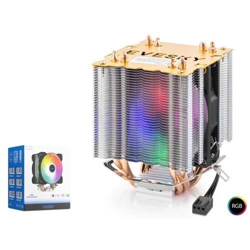 NODAR ND2604 CPU Kule Tipi İşlemci Soğutucu Çift Fanlı 90 mm RGB Siyah