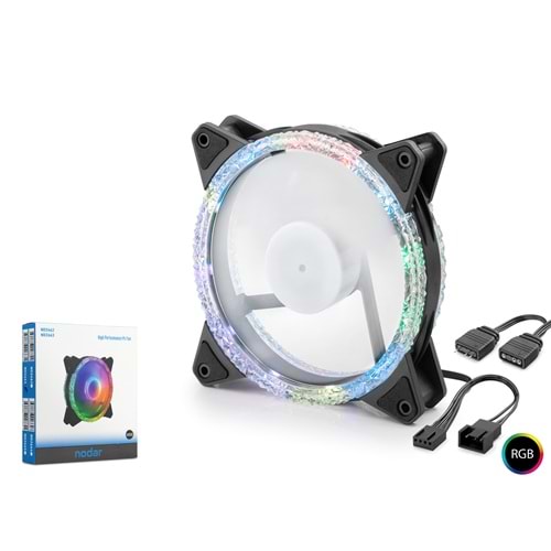 NODAR ND2662 Kasa Fanı Dış Kristal ARGB 120 mm Siyah