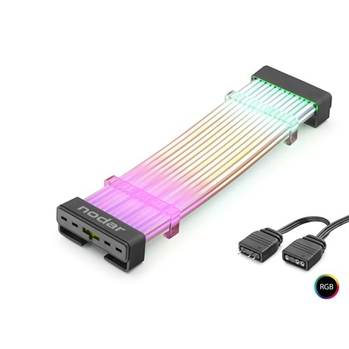 NODAR ND2812B 24 Pin ARGB Anakart Güç Uzatma Kablosu Bükülebilir 2 mm 108 LED Siyah