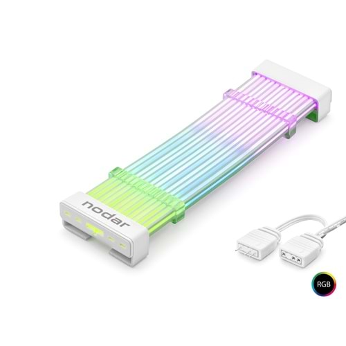 NODAR ND2812W 24 Pin ARGB Anakart Güç Uzatma Kablosu Bükülebilir 2 mm 108 LED Beyaz