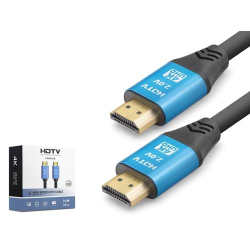 NODAR ND4057 HDMI 2.0 Kablo 4K 60 Hz OD 8.0 mm 30 m Siyah Mavi