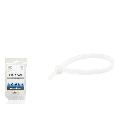 NODAR ND4800B Kablo Bağı 2.5 x 120 mm 100 Adetli Paket Beyaz