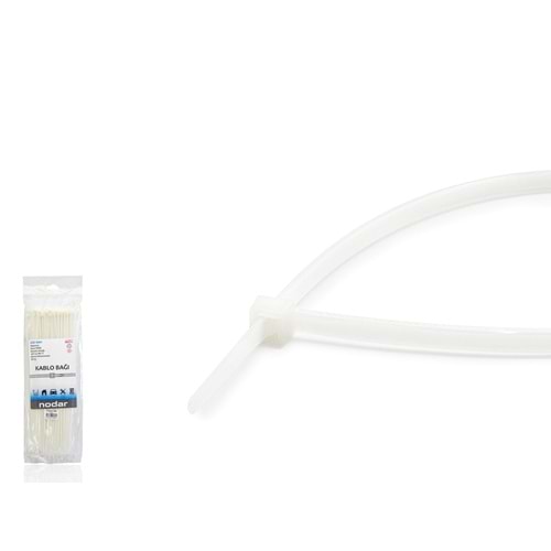 NODAR ND4805B Kablo Bağı 3.6 x 300 mm 100 Adetli Paket Beyaz