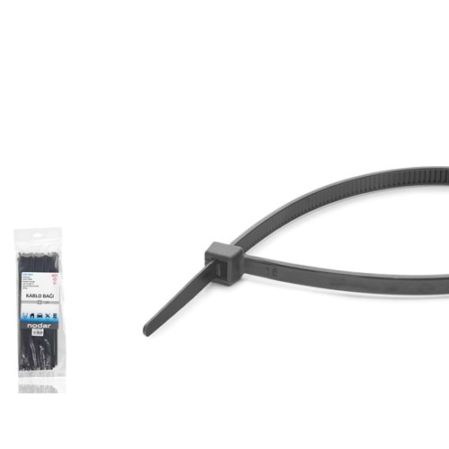 NODAR ND4805S Kablo Bağı 3.6 x 300 mm 100 Adetli Paket Siyah