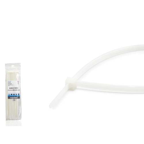 NODAR ND4806B Kablo Bağı 3.6 x 380 mm 100 Adetli Paket Beyaz