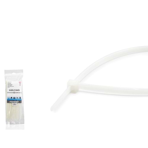 NODAR ND4808B Kablo Bağı 4.8 x 250 mm 100 Adetli Paket Beyaz
