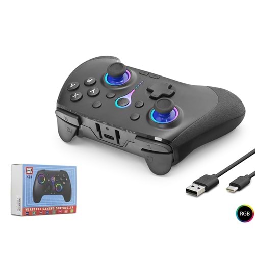 NODAR ND505B Bluetooth GamePad Oyun Kolu PC iOS Android Switch PS3 PS4 Uyumlu RGB Siyah