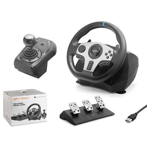 NODAR ND702 PXN V9 GEN2 Oyuncu Direksiyon Seti 900° 3 Pedallı PS4 PS3 PC Xbox Switch Uyumlu Siyah