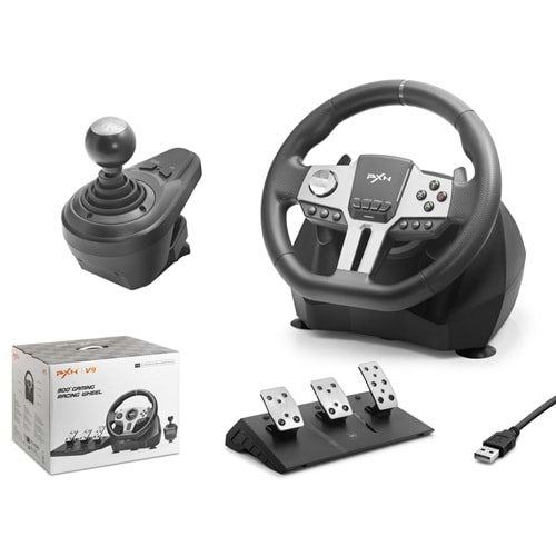 NODAR ND703 PXN V9 Oyuncu Direksiyon Seti 900° 3 Pedallı PS4 PS3 PC Xbox Switch Uyumlu Siyah