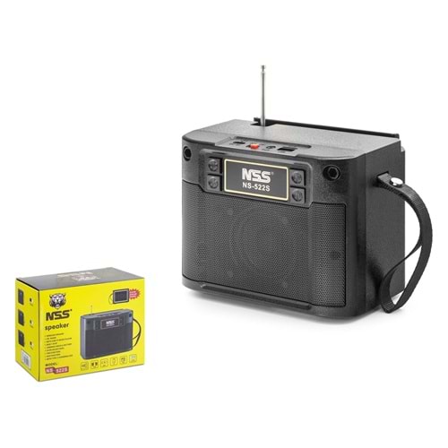 NSS NS522S Bluetooth FM Radyo TWS USB TF AUX Solar Şarjlı 12W Taşınabilir Kamp Hoparlör Siyah