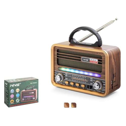 NNS NS7068BT Bluetooth Nostaljik FM Radyo TWS USB TF RGB Taşınabilir Hoparlör