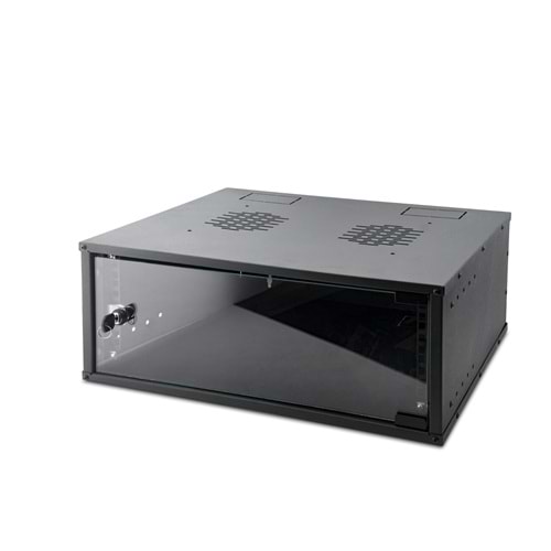 NETROJEN NT923 4U Soho Rack Kabinet Kilitli Cam Kapaklı Siyah