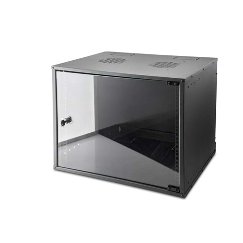 NETROJEN NT925 9U Soho Rack Kabinet Kilitli Cam Kapaklı Siyah