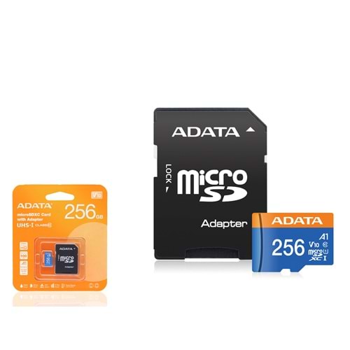 ADATA Premier 256 GB microSDXC Hafıza Kartı U1 V10 A1 Class 10 Adaptörlü Siyah