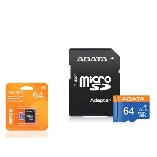 ADATA Premier 64 GB microSDXC Hafıza Kartı U1 V10 A1 Class 10 Adaptörlü Siyah